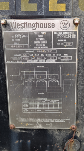 1000 KVA 12000 Primary, 216Y/125 Secondary, Westinghouse - Image 2