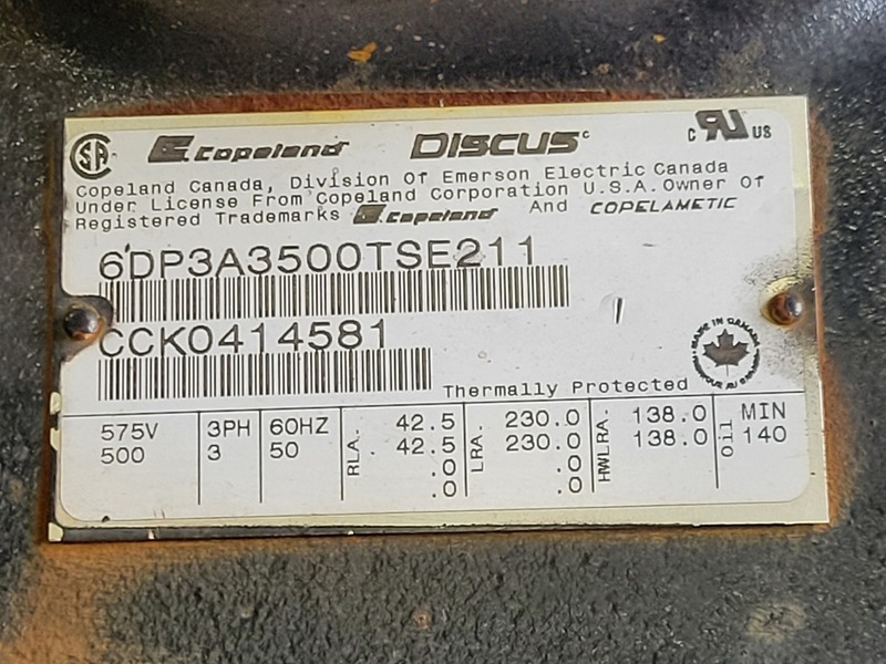 75 cfm, 300 psi, Copeland #6DP3A3500TSE211, refrigeration duty compressor, 35 HP - Image 2