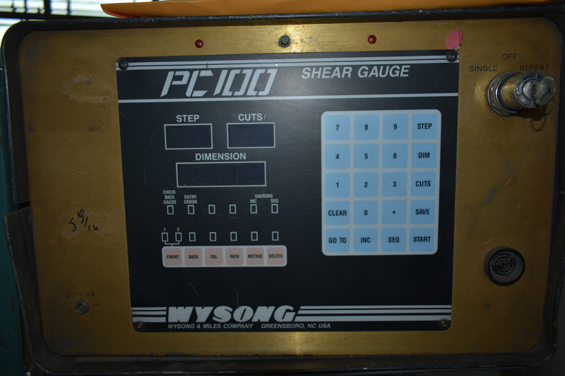 10 gauge x 10' Wysong #1010 CNC, Wysong PC100 Control, 36" back gauge, adjustable rake, no pit - Image 3