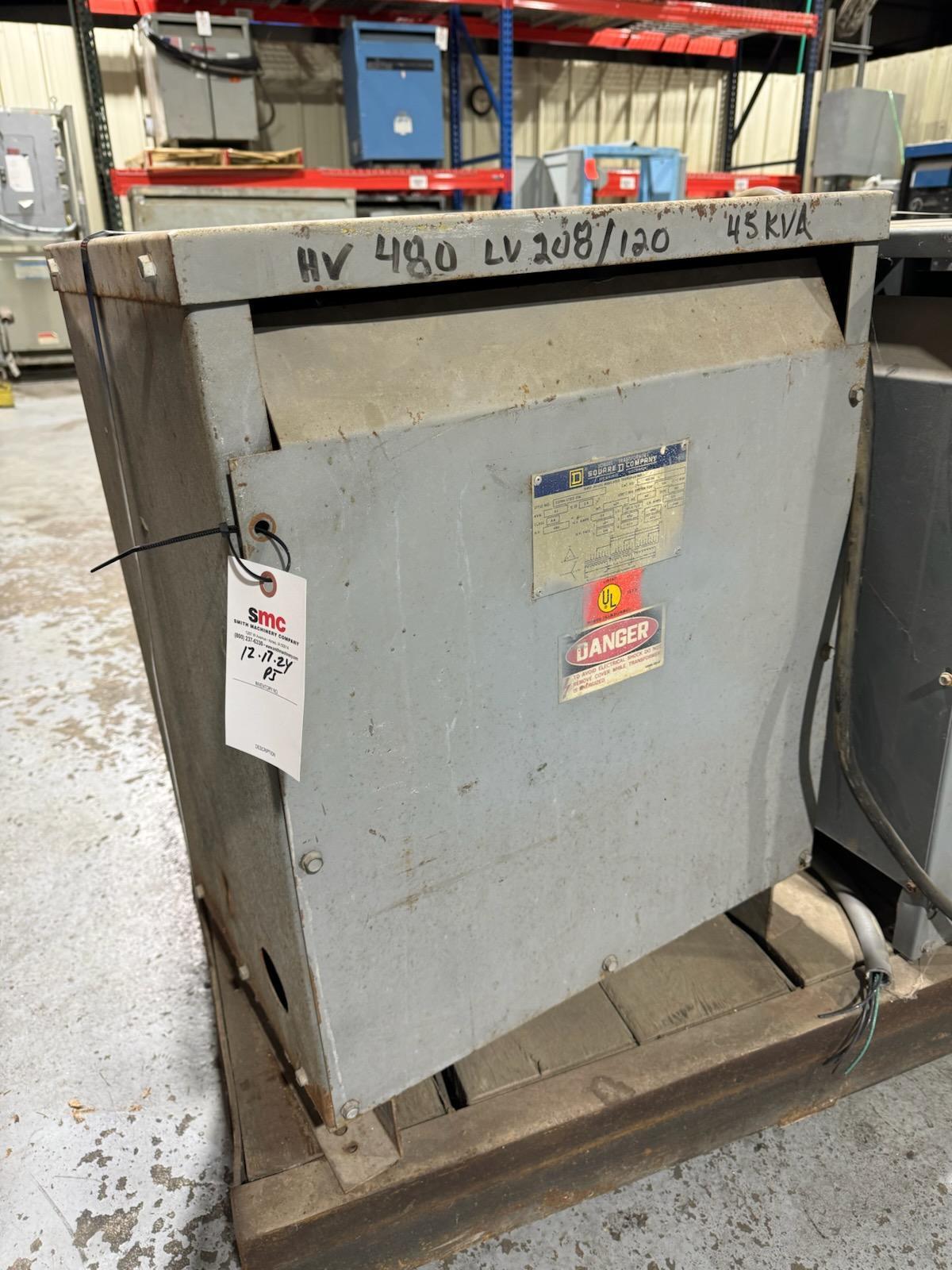 45 KVA 480 Primary, 208Y/120 Secondary, Square D #33749-17212-016, S/N 45T3H - Image 1
