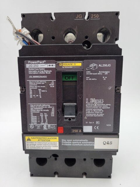 250 Amps, Square D, JGL36000S25AASO, Circuit Breaker, 600VAC 3PH - Image 2