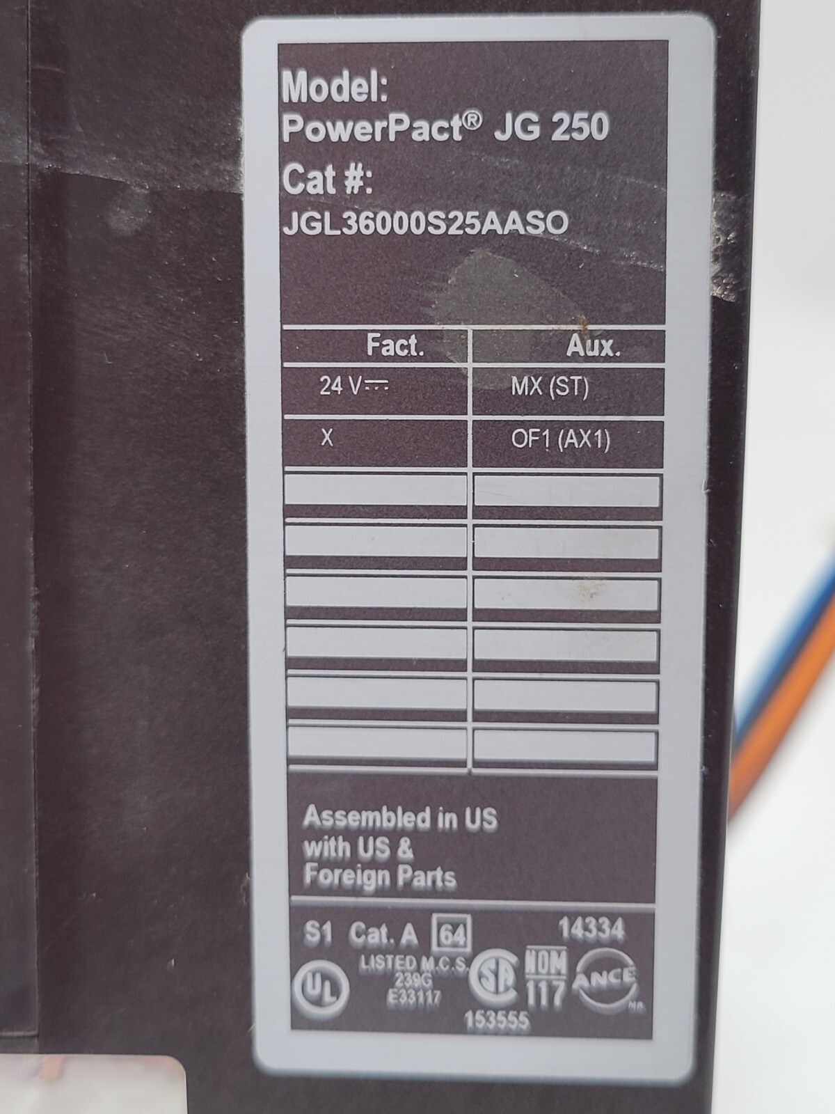 250 Amps, Square D, JGL36000S25AASO, Circuit Breaker, 600VAC 3PH - Image 8