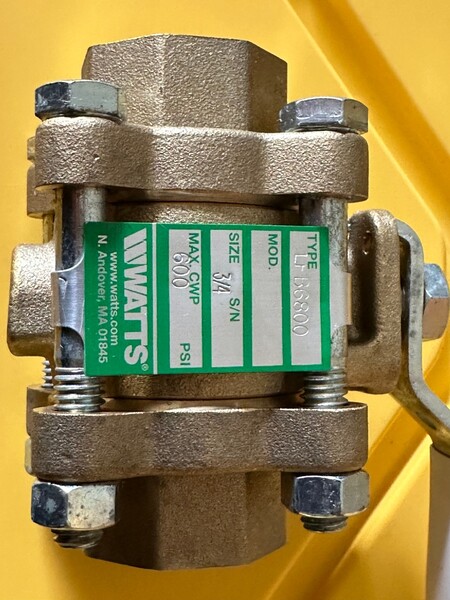 3/4" Watts #B-6800 / LFB6800 NPT, ball valve, 600 CWP, 450°F max, 2017 new (60 available) - Image 3