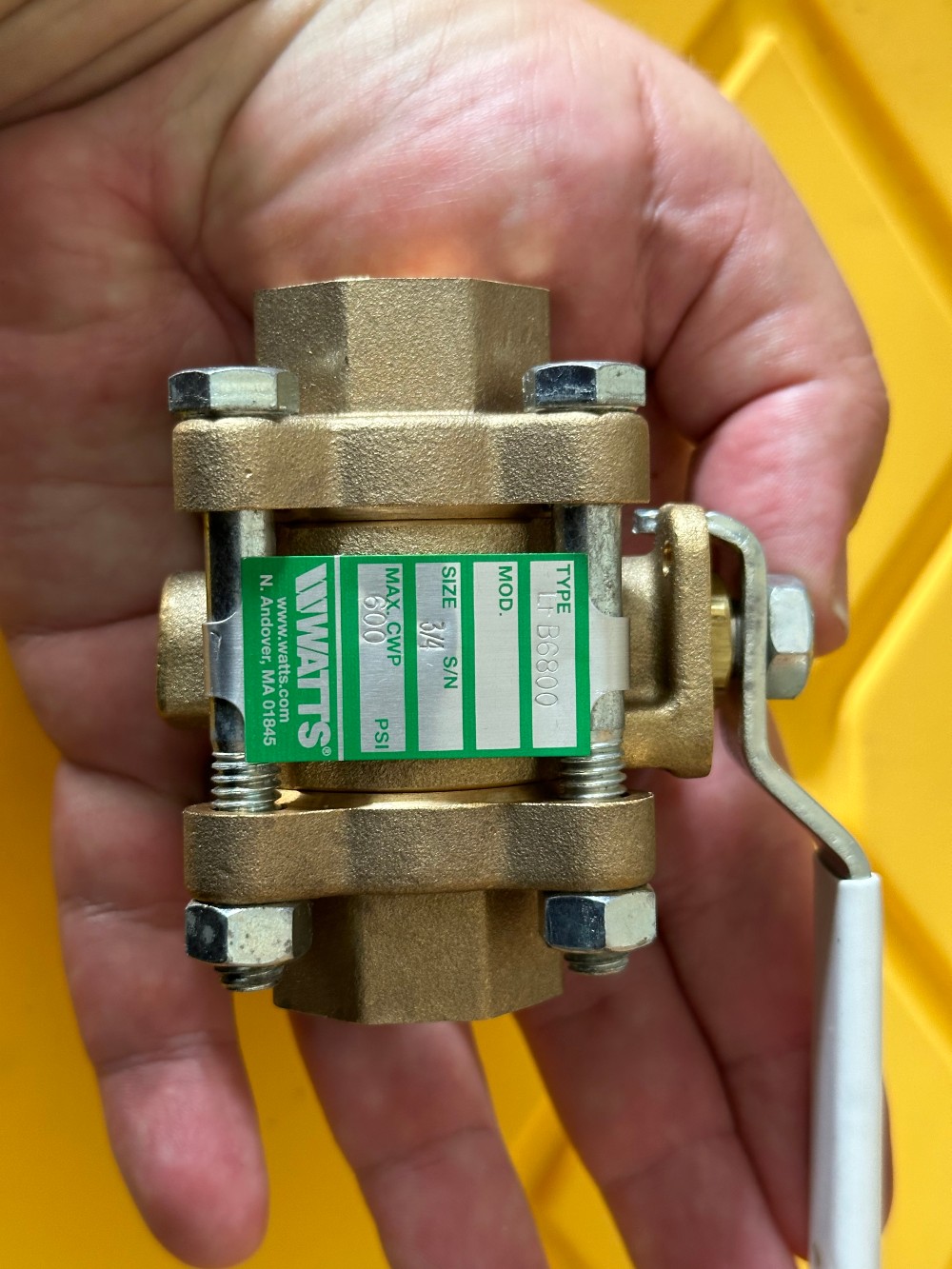 3/4" Watts #B-6800 / LFB6800 NPT, ball valve, 600 CWP, 450°F max, 2017 new (60 available) - Image 8