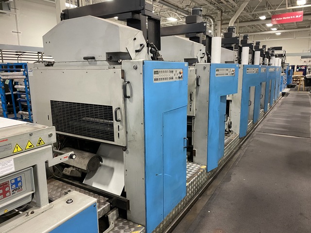 Muller Martini #A74, UV Web Offset Presses, (8) Unit, 22"/25.5" cutoff x 29" width, 50" Splicer roll, 2001 - Image 1