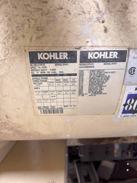 500 KW Kohler #500ROZD4, diesel generator, 208 Volts, 350 hours, 2000 - Image 8