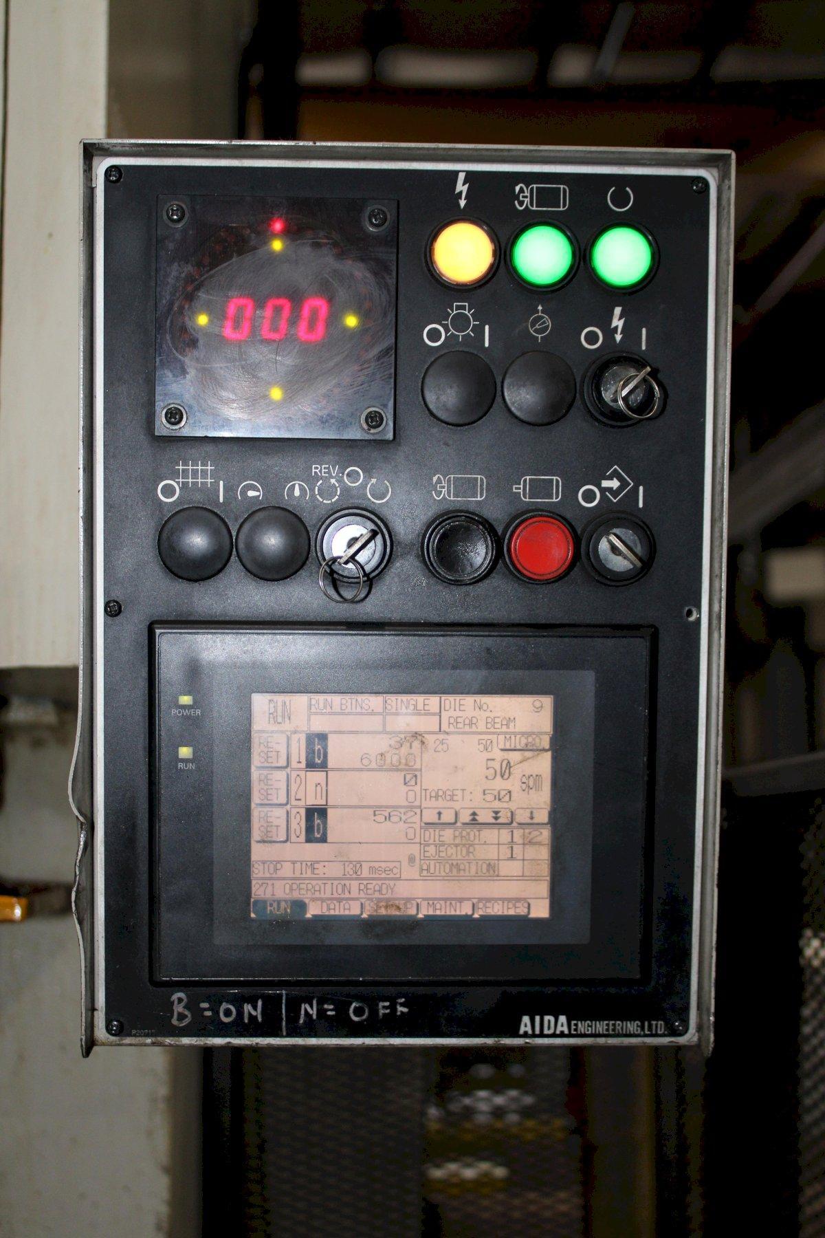 220 Ton, Aida #NCI-2000(2)E, single crank gap frame press, 9.84" stroke, 17.72"Shut Height, 4.33"adj., 25-50 - Image 6