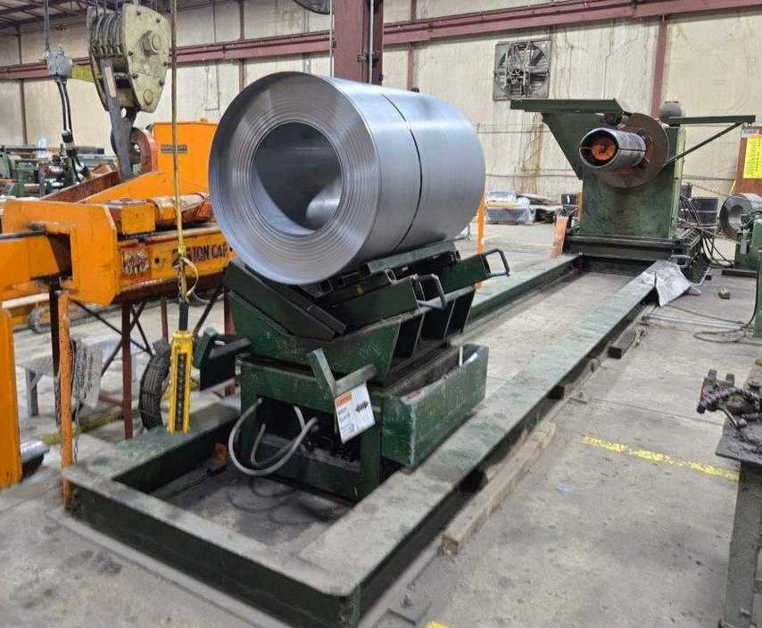 25000 lb. Rowe, uncoiler, 72", 68" face mandrel, hydraulic expansion, holddown roll - Image 5