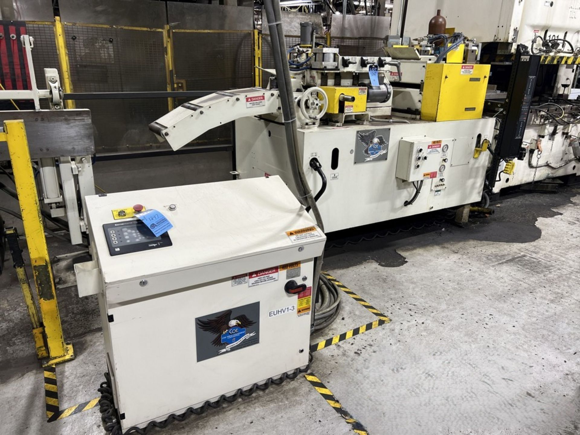 6000 lb. Coe Press Equipment #CPRF-518/CPPS-350-12/CPR-DE-PO-06018, double end coil reel & power - Image 1