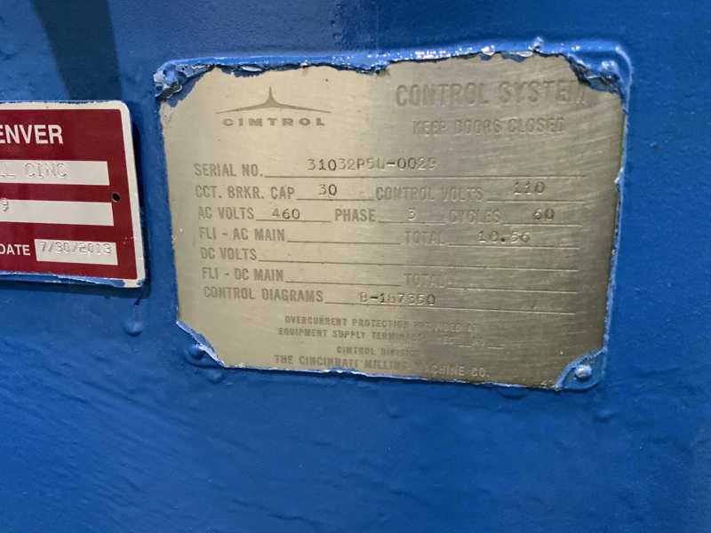 Cincinnati #205-12 Cinel 60, horizontal milling machine, 12" x54-1/2" table, #50 NS, 7-1/2 HP - Image 4