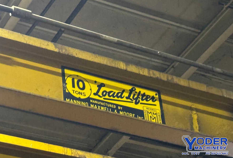 10 Ton, Manning Maxwell & Moore load lifter overhead bridge crane, 45' span, double grider - Image 3