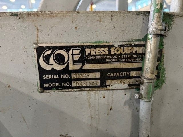 12000 lb. Coe Press Equipment #CPPC-12024, reverse loop coil cradle / straightener combo, 24" x .375" stock - Image 8