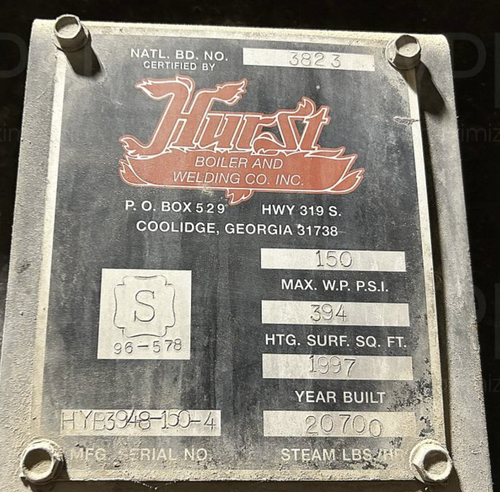 600 HP Hurst #HYB3948-150-4, Biomass Boiler, Wood Chips/Wood Pellets fuel, 150 PSI, 1997 - Image 4
