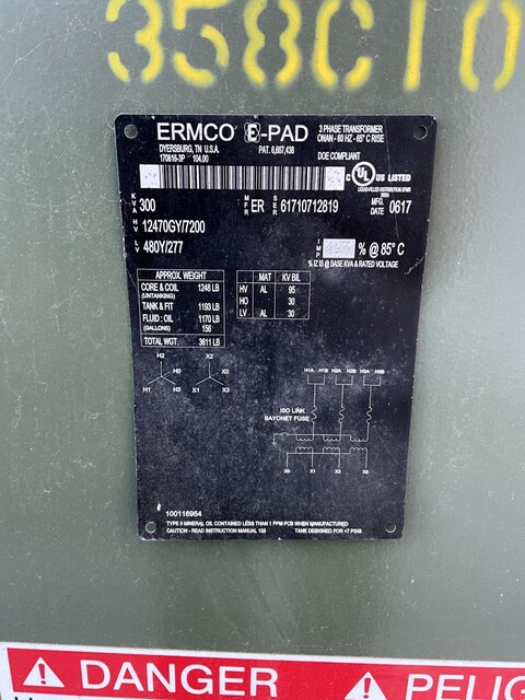 300 KVA 12470GY/7200 Primary, 480Y/277 Secondary, 3 phase, Padmount Transformer, New - Image 1