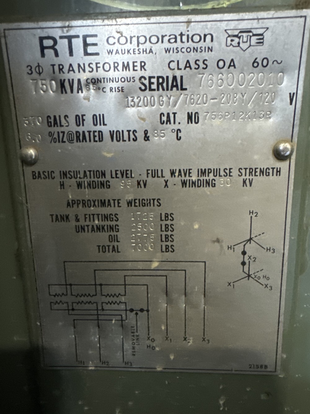 750 KVA 13200GY/7620 Primary, 208Y/120 Secondary, 3 phase, Padmount Transformer - Image 1