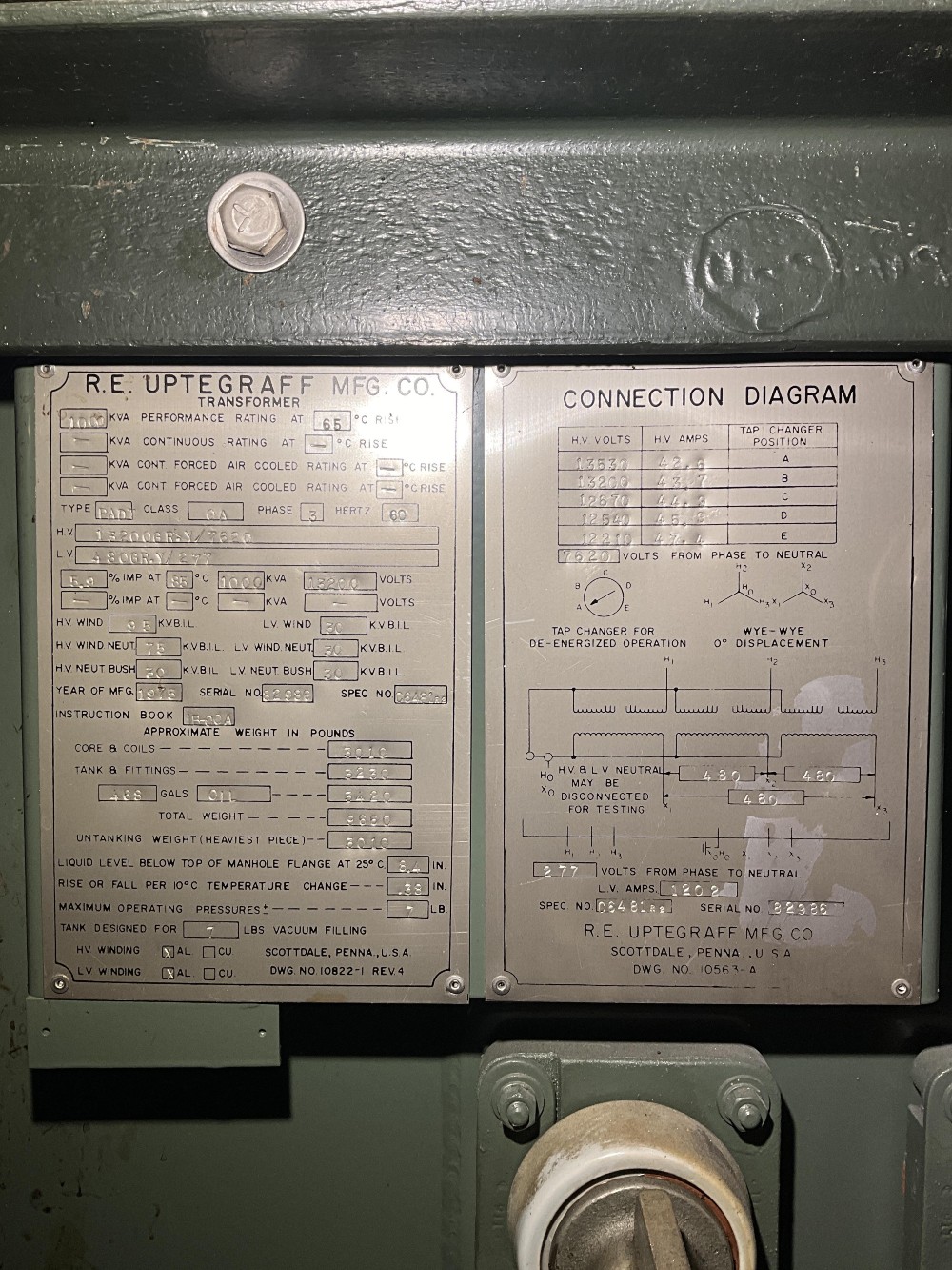 1000 KVA 13200GY/7620 Primary, 480GY/277 Secondary, 3 phase, Padmount Transformer - Image 1