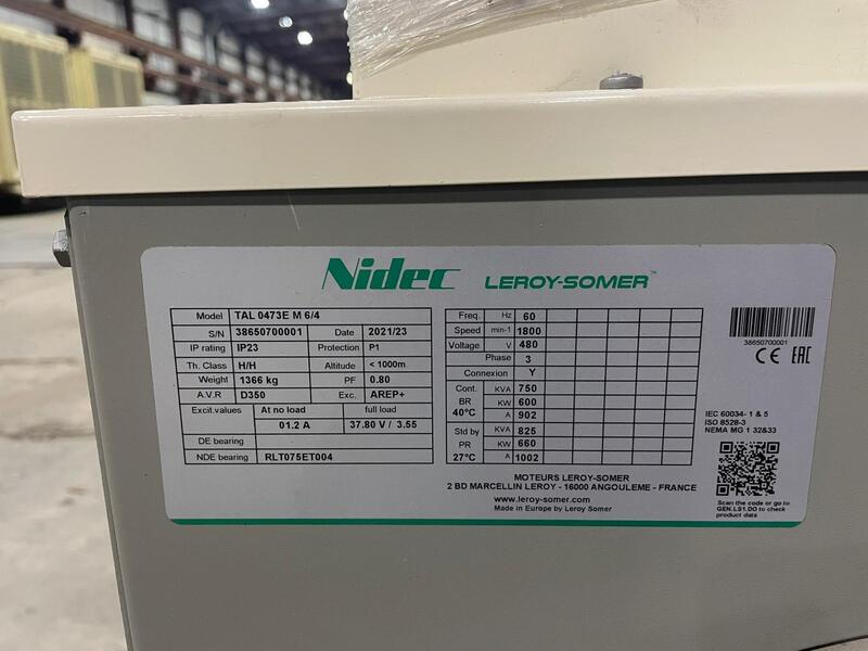 660 KW, 1200 RPM, Leroy Leroy Somer TAL 0473M, generator end, 480 Volts - Image 5