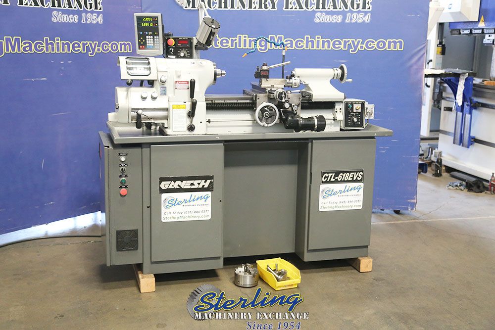 13" x 14" Ganesh #CTL-618, precision lathe, inch/metric, Newall 2-Axis digital read out, work light - Image 1