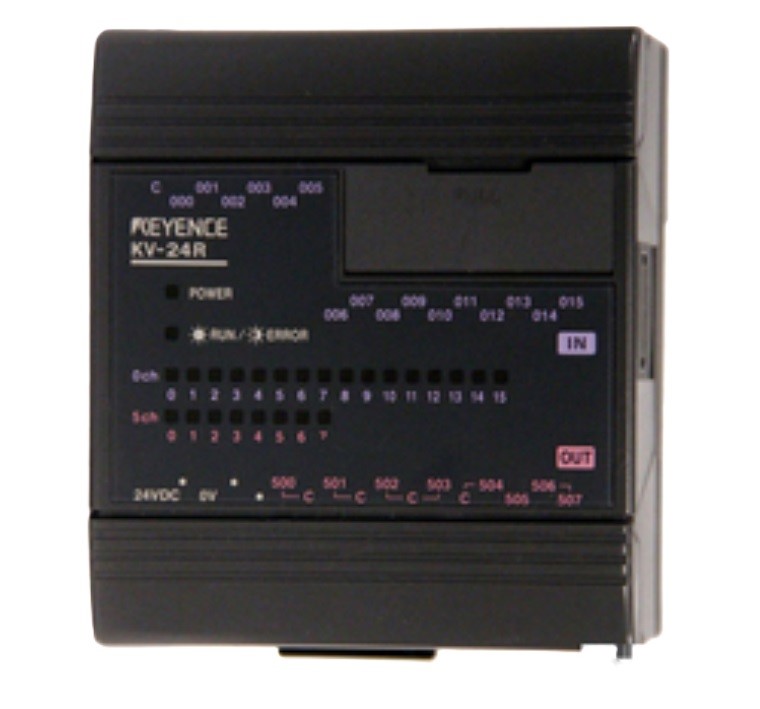 Keyence KV-24R Base PLC Unit, 24VDC, 16 DC Inputs, 8 Relay Outputs - Image 1
