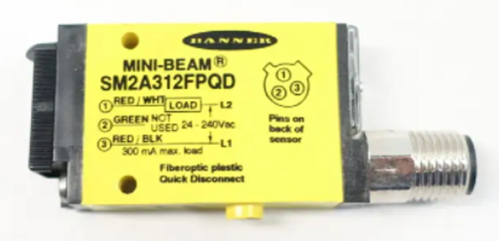 Banner SM2A312FPQD 26844 Mini-Beam Plastic Fiber Optic Sensor, Range Depends - Image 1