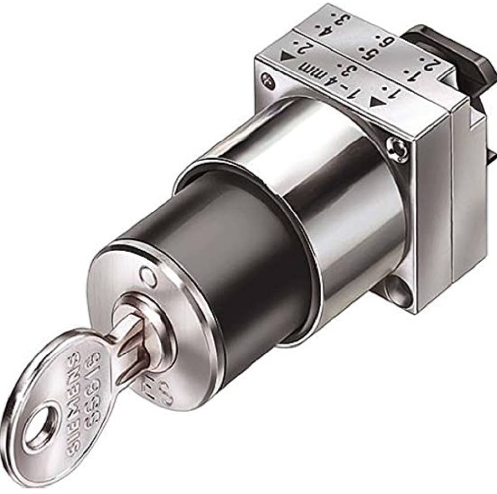 Siemens 3SB3500-4MR01 Round Actuator Key Switch, With 2 Keys, Momentary Contact - Image 1