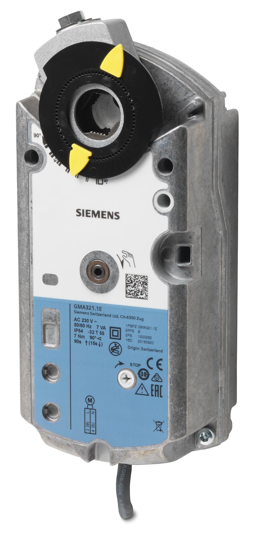 Siemens GMA321.1E Rotary Air Damper Actuator, AC 230 V, 2-Position, 7 Nm, 90/15s - Image 1