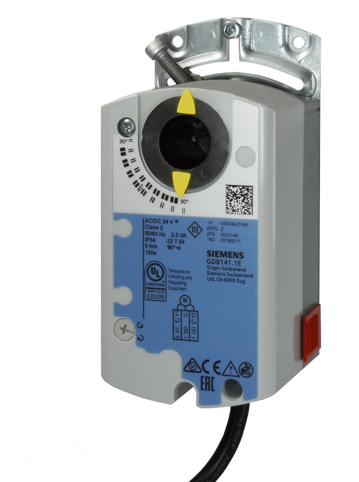 Siemens GLB161.1E Rotary Air Damper Actuator, AC/DC 24V, DC 0/2..10V, 10Nm, 150s - Image 1