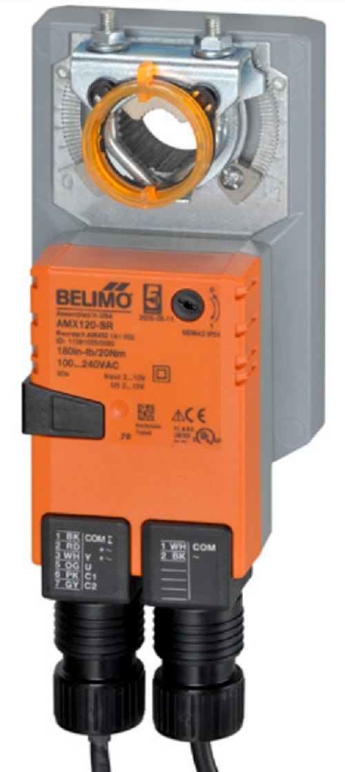Belimo AMX120-SR Actuator, 180in-lb 20Nm, Non Fail-Safe, AC 100-240V, 2-10V, Mod - Image 1