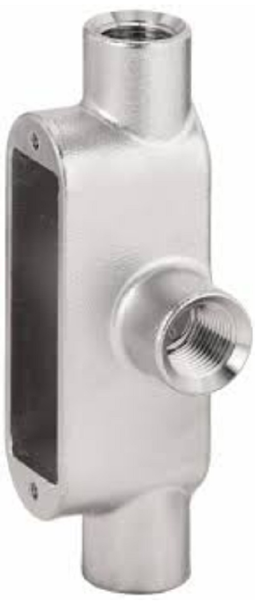 Calbrite S61000TE00 T Style Conduit Body, 1 in NPT 316 Stainless Steel 316SS - Image 1