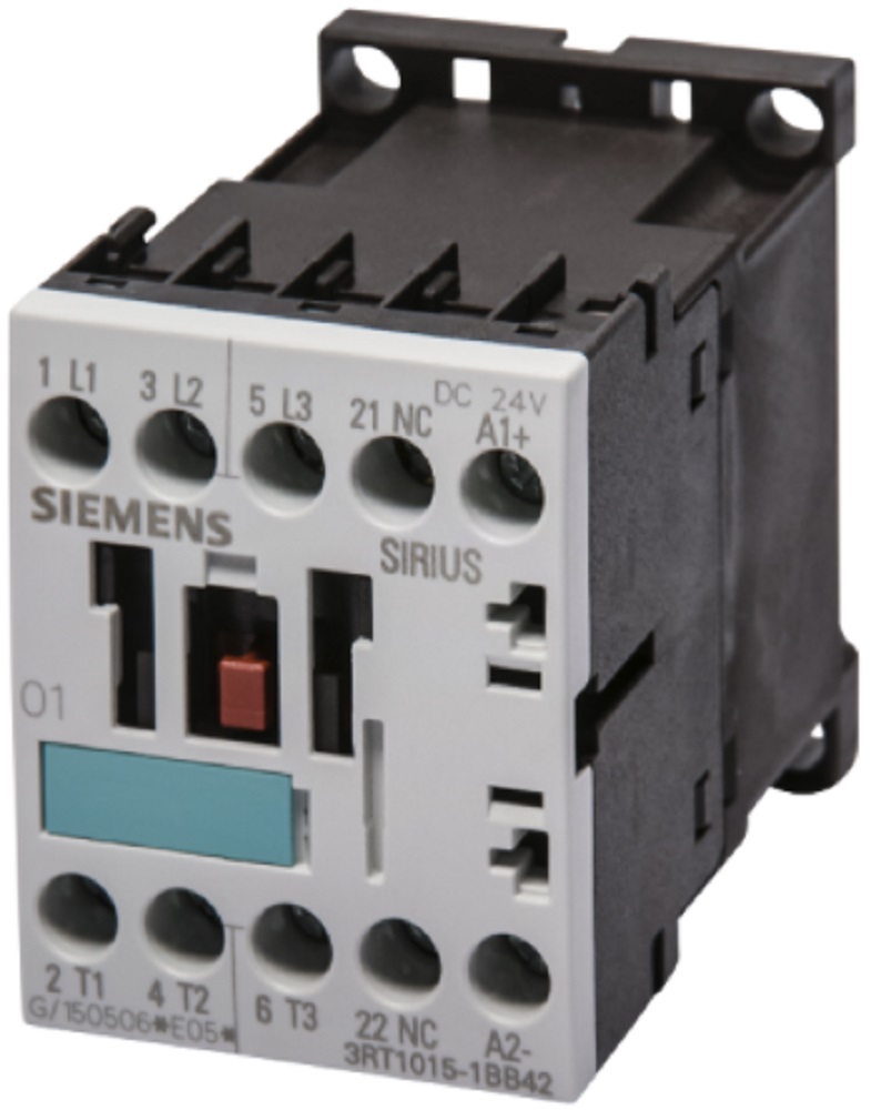 Siemens 3RT1015-1BB42 Motor Contactor, 3 Poles, Screw Terminals, S00 Frame Size, 1 NC Auxiliary Contact, 24V - Image 1