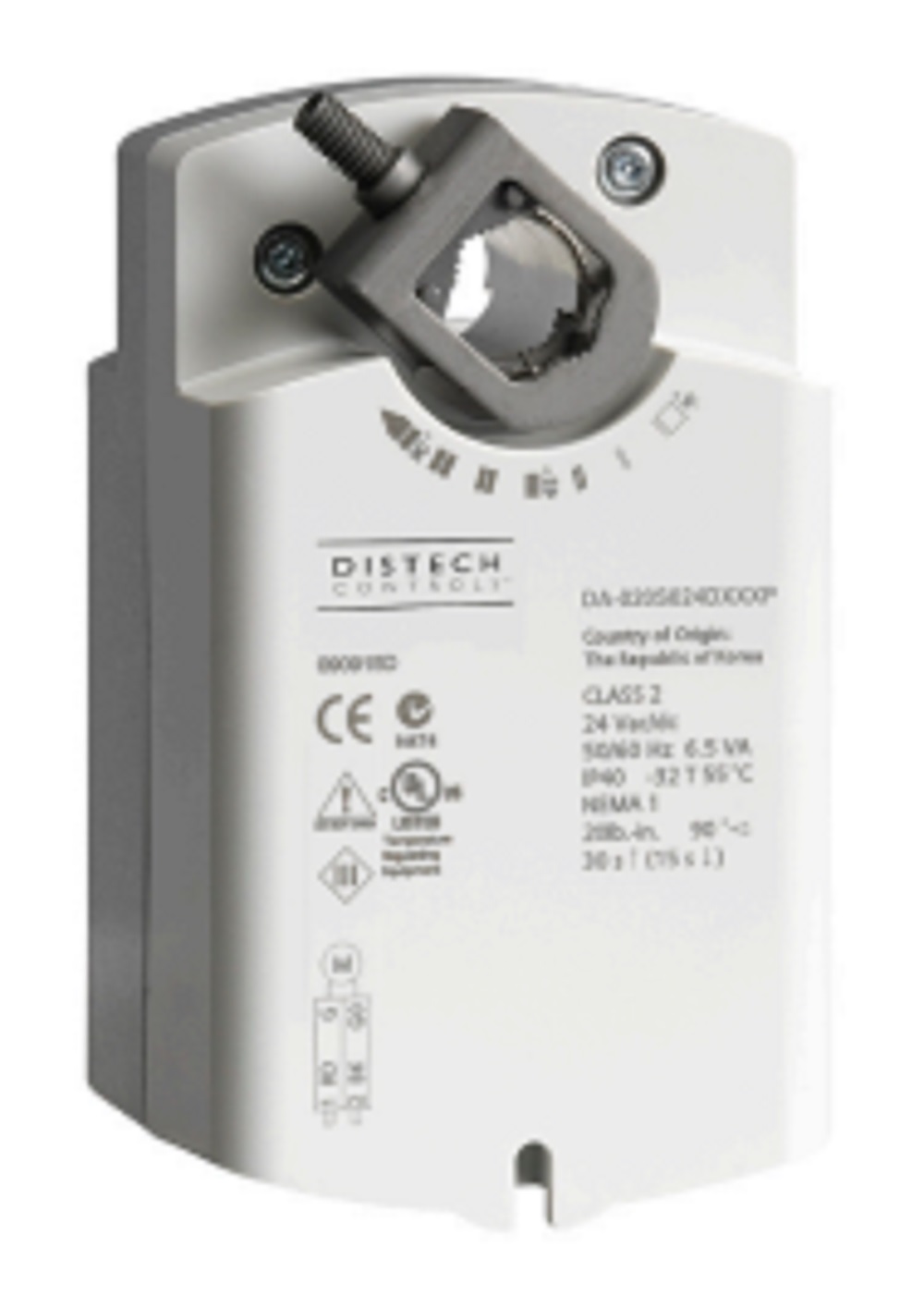 Distech DA-020S024QXXXP DA-020S 20 lb-in Spring Return Damper Actuator, 24V - Image 1