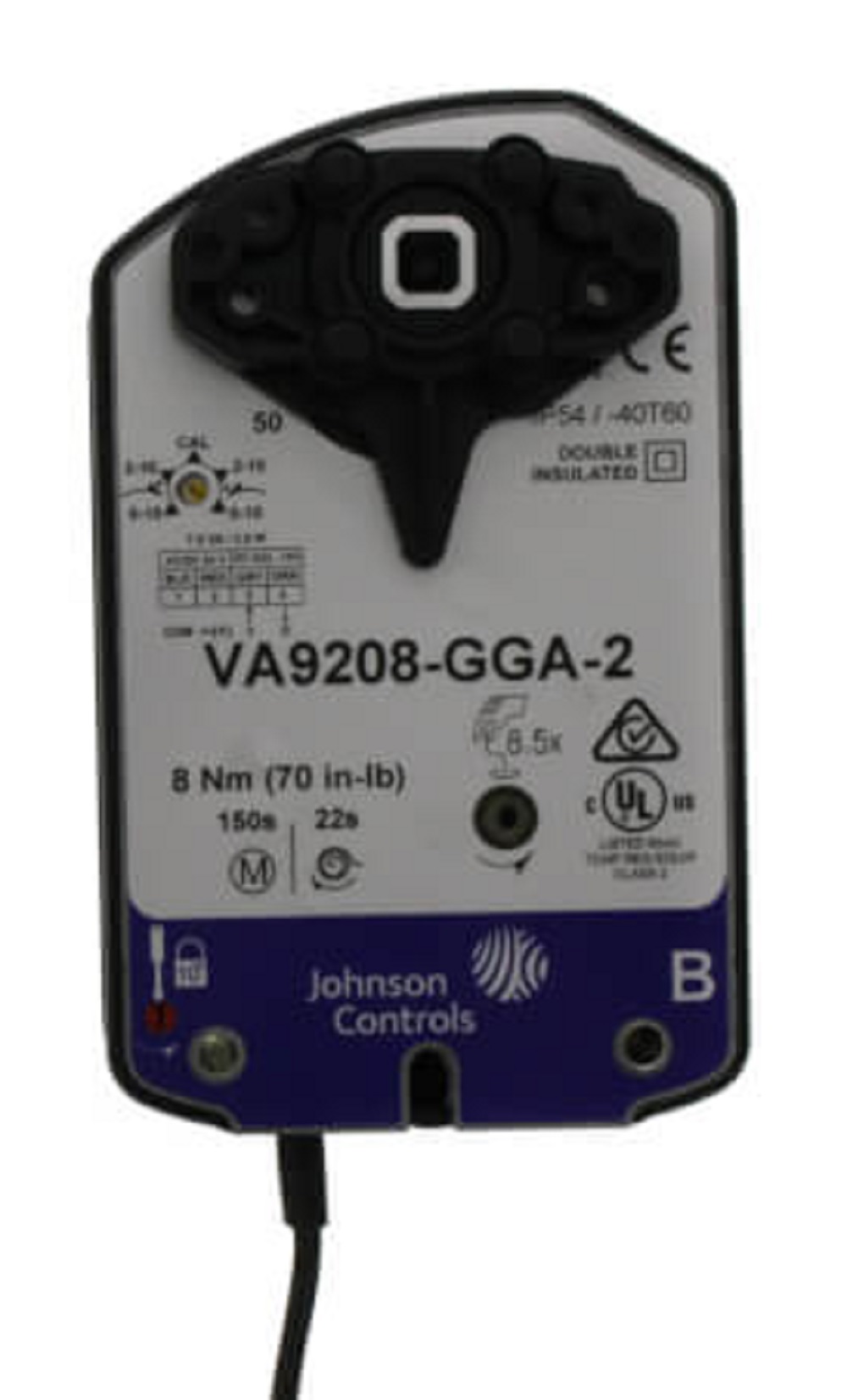 Johnson Controls VA9208-GGA-2 Spring Return Valve Actuator, w/ Plenum Cable - Image 1