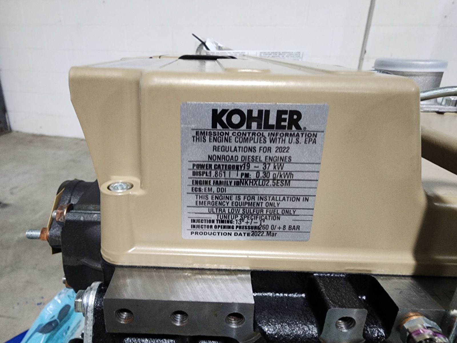 42 HP Kohler #KDI1903ESM, 3 cyl diesel generator engine, Tier 3, as is, new surplus, 2022 - Image 5