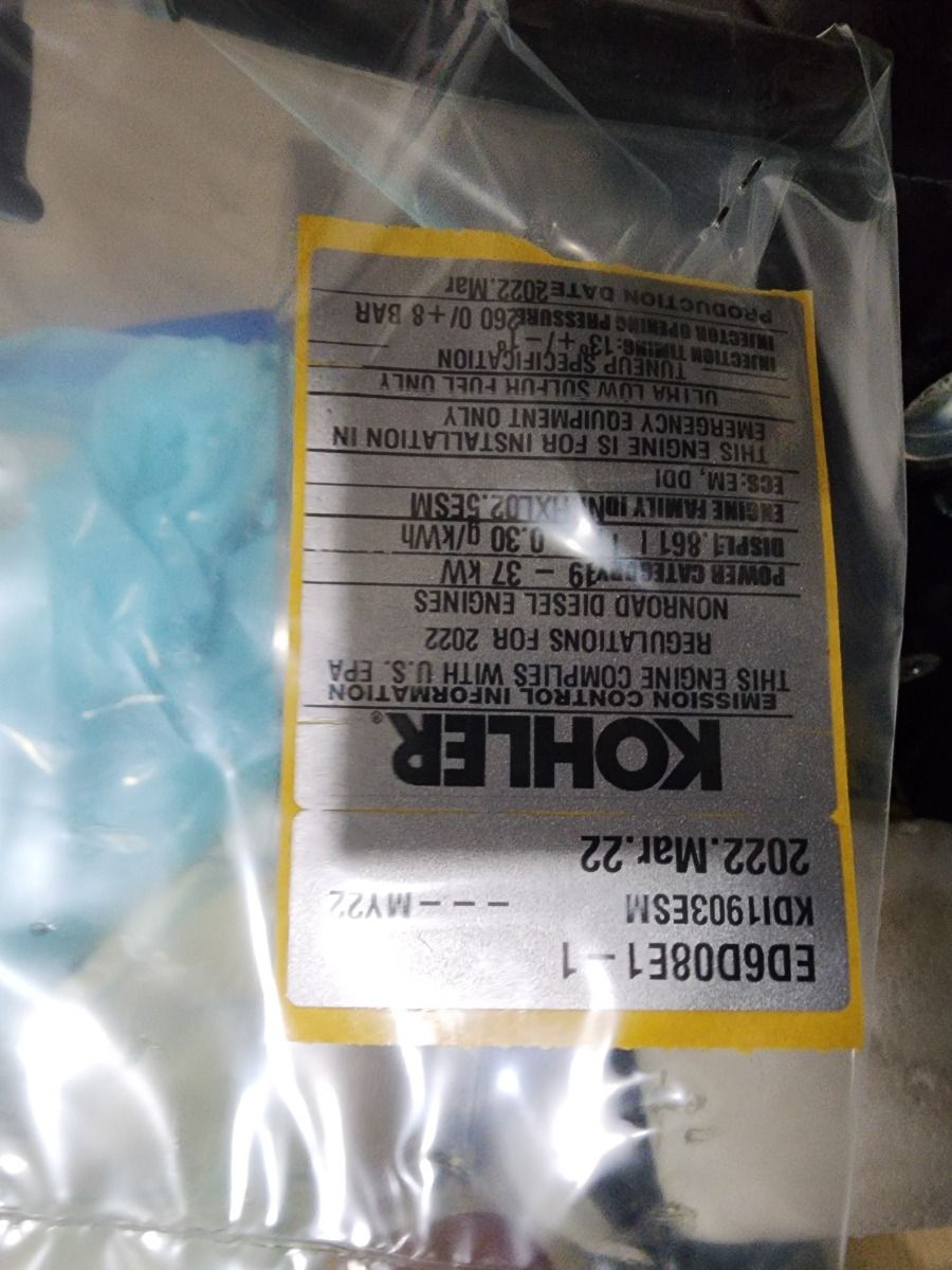 42 HP Kohler #KDI1903ESM, 3 cyl diesel generator engine, Tier 3, as is, new surplus, 2022 - Image 7
