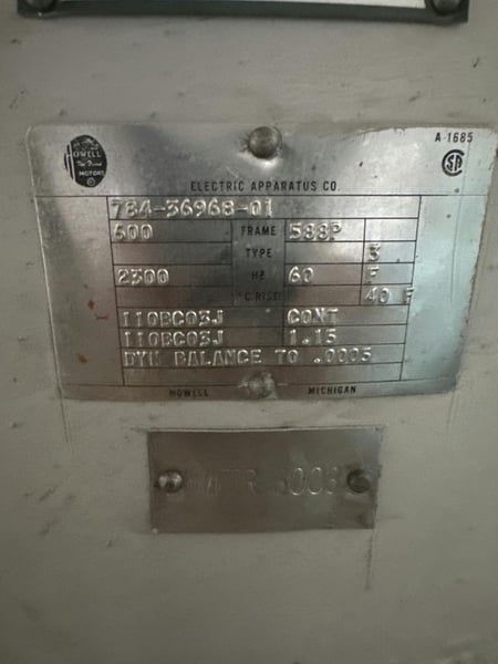 600 HP 1780 RPM Howell, Frame 588P, BB, 2300 Volts - Image 2