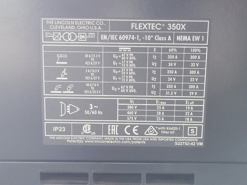 Lincoln Electric #Flextec-350X, welder with 84 dual wire feeder - Image 3