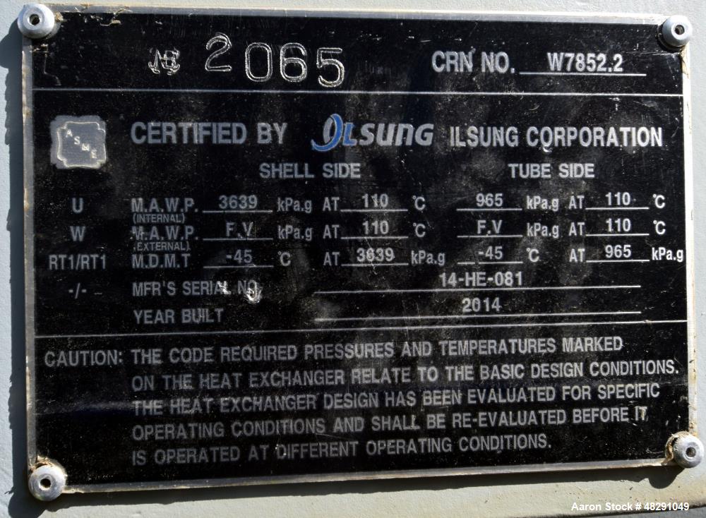 8254 sq.ft., 527 psi shell, Ilsung Corporation, Single Pass Shell & Tube Heat Exchanger, 139 psi, 3/4" - Image 6