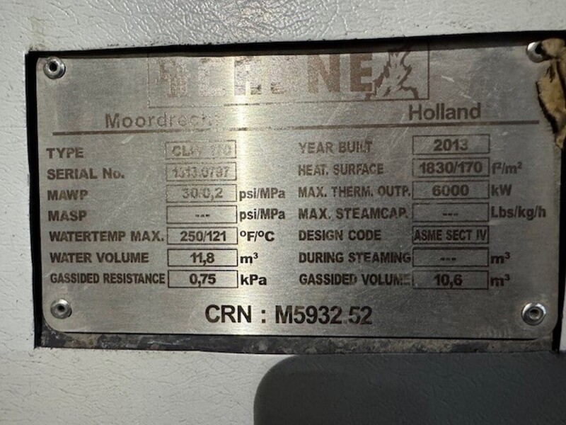 21 BTU, Crone #CLW-170, 6000 KW hot water boiler, 8046.133 HP, 30 psi, 2013 - Image 2
