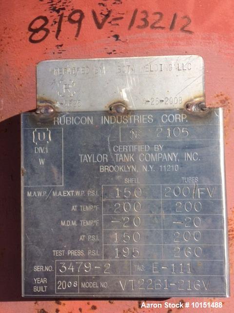 1554 sq.ft., 150 psi shell, Rubicon #VT221B1-216V, Shell/Tube Heat Exchanger, 200°F, 26" diameter x 216" - Image 8