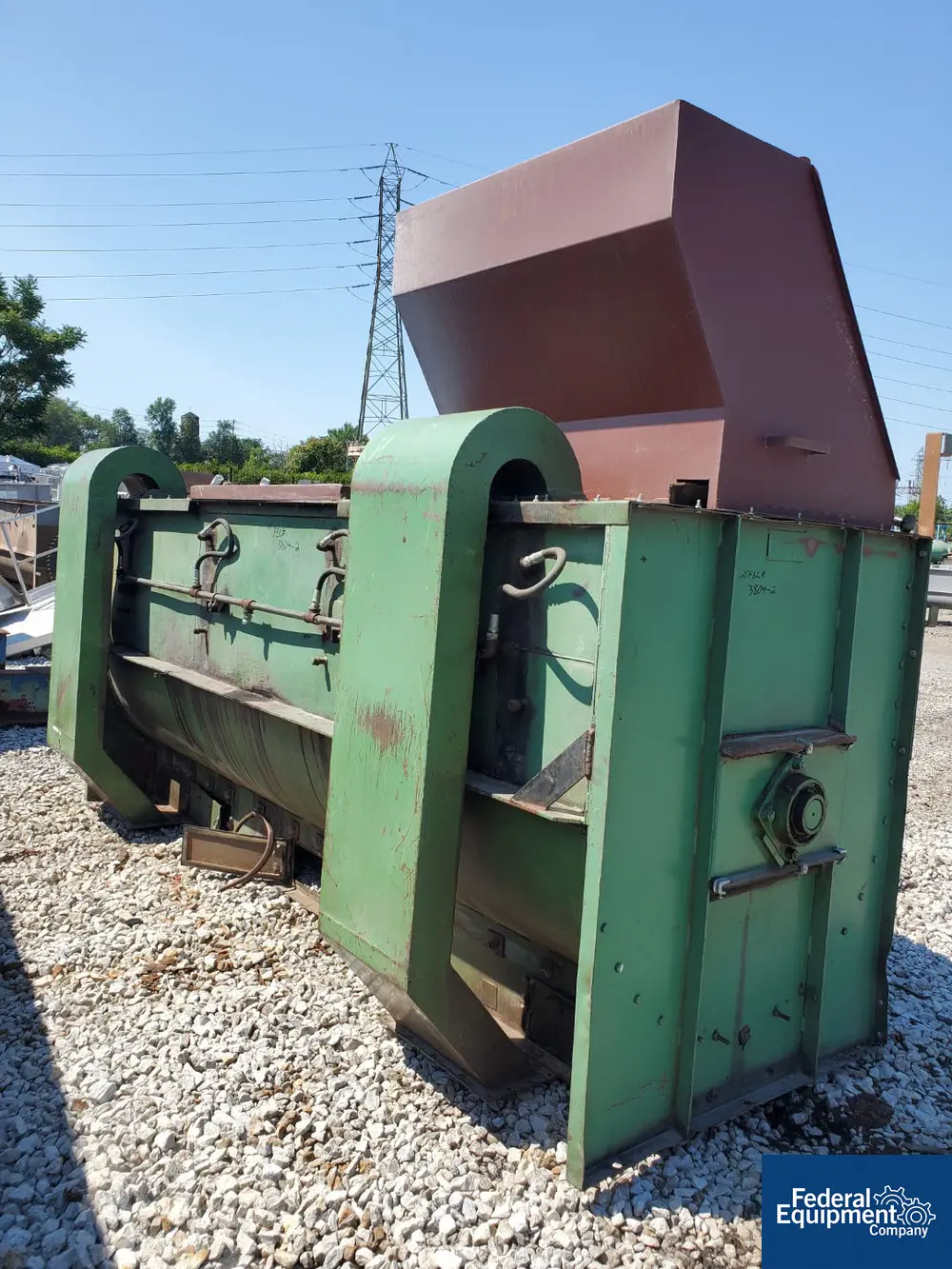 150 cu.ft. Ribbon Blender, carbon steel, bottom discharge, 48" width x 144" L trough, 20 HP - Image 2