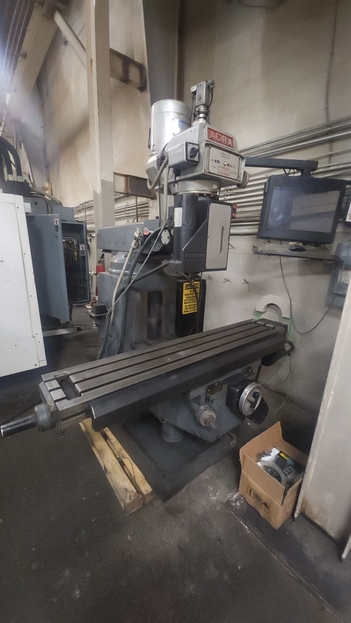 Acra #Plus-Mills, 3-Axis vertical mill, 10" x54" table, 3 HP, motorized table adj, 35" X, 16.3" Y, 5" Z - Image 1