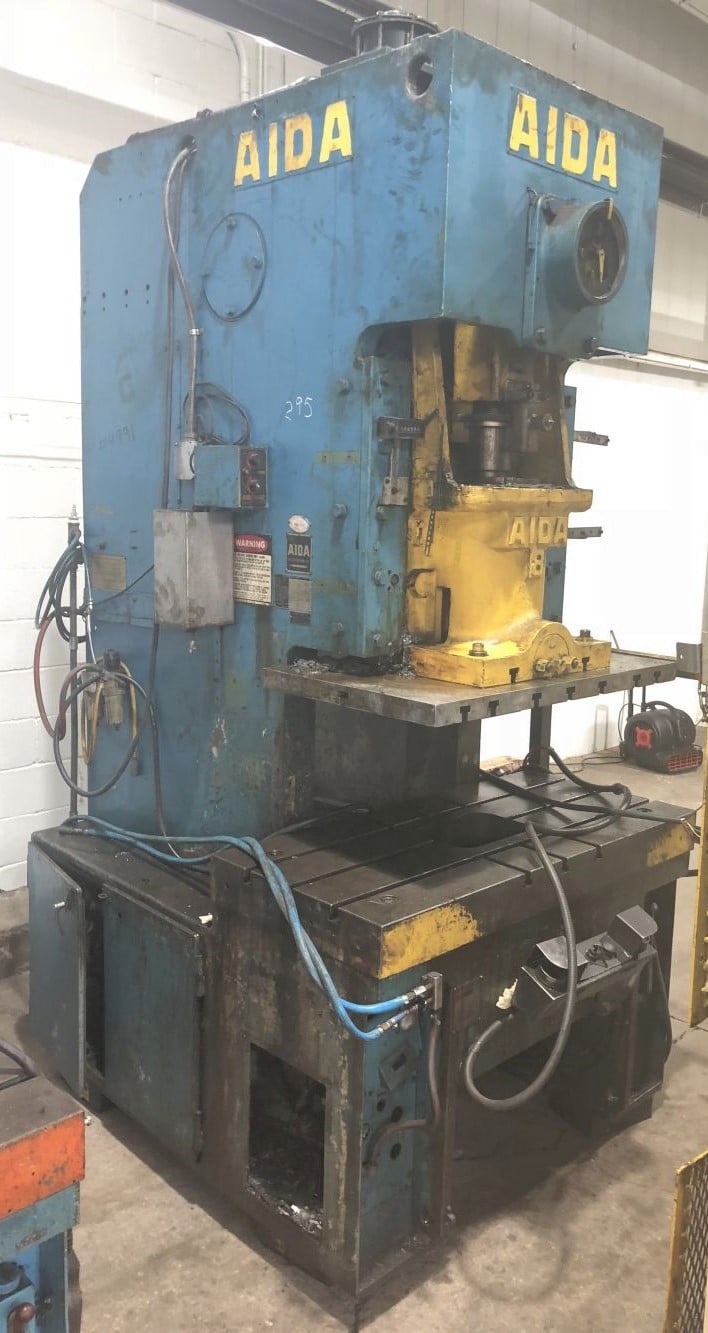 88 Ton, Aida #C1-8(2), back geared press, 6.2" stroke, 60 SPM, 12.6" Shut Height, isolator pads - Image 1
