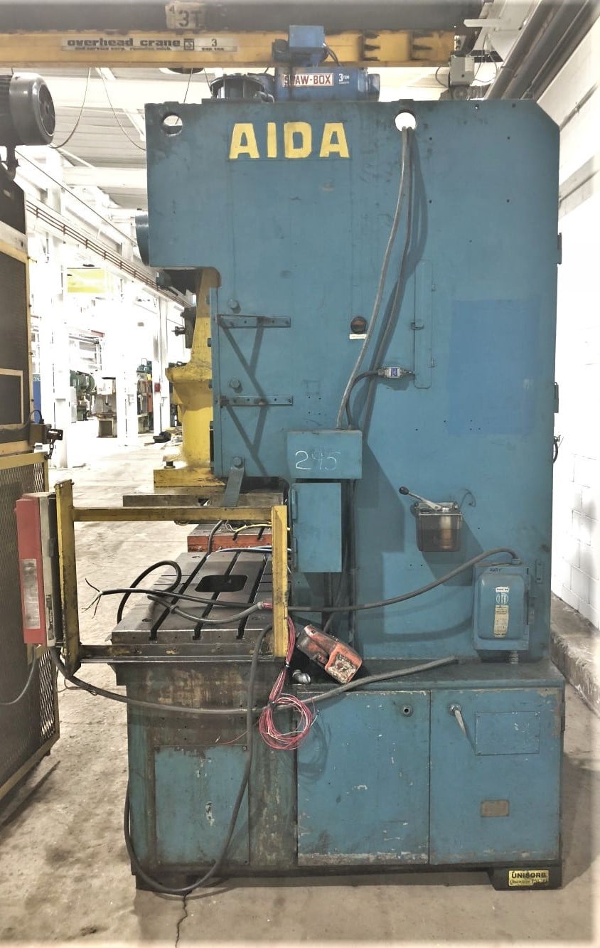 88 Ton, Aida #C1-8(2), back geared press, 6.2" stroke, 60 SPM, 12.6" Shut Height, isolator pads - Image 3