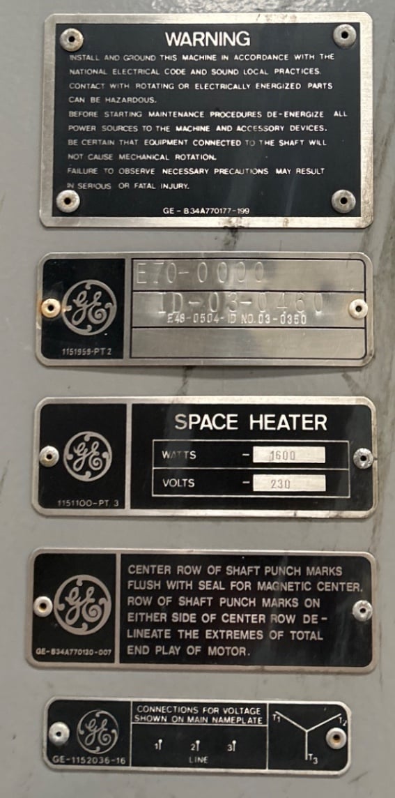 1000 HP 300 RPM General Electric, Type TS, 125V DC Excitation Voltage, double shaft refiner, 2300 Volts, New - Image 2
