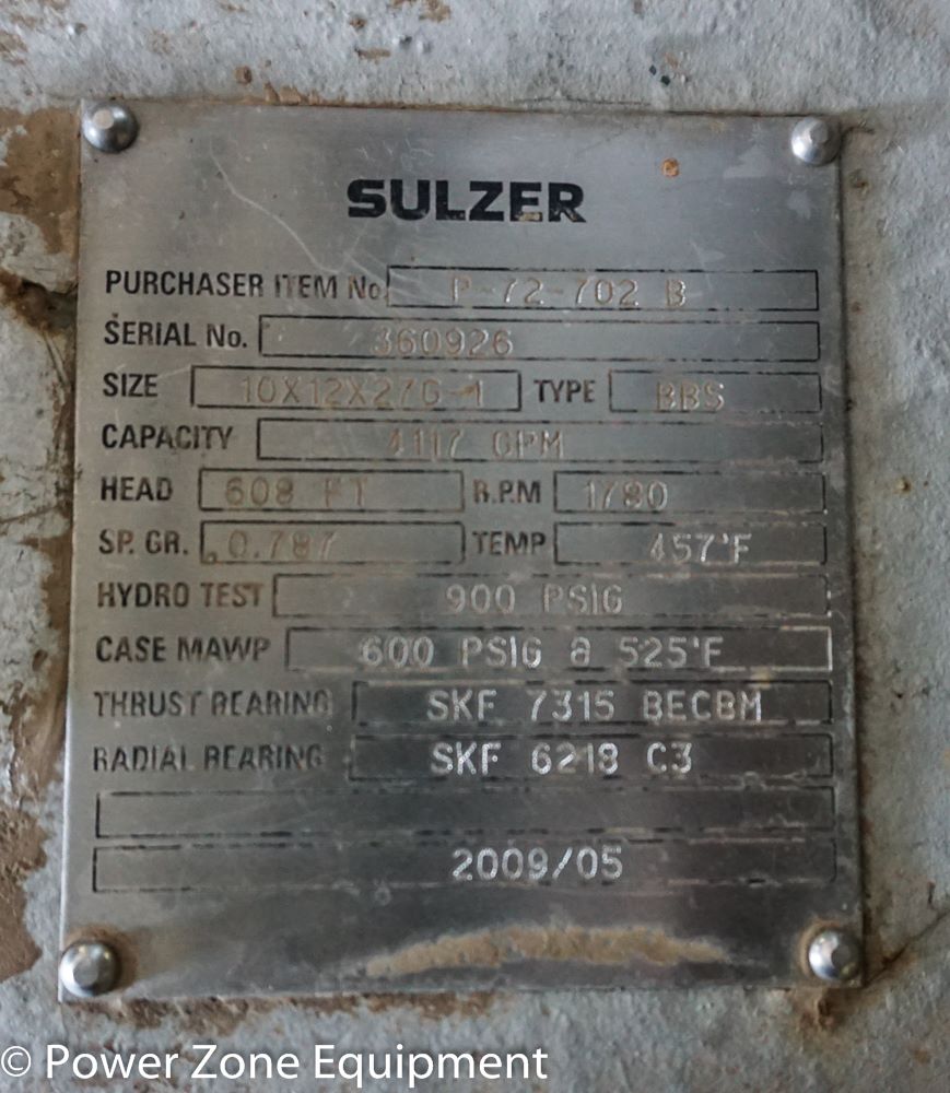 4117 GPM @ 608' TDH, Sulzer #10x12x27G, Centrifugal Pump, Horz., 1-Stage, 24.28" imp., 12" suction, 10" - Image 5