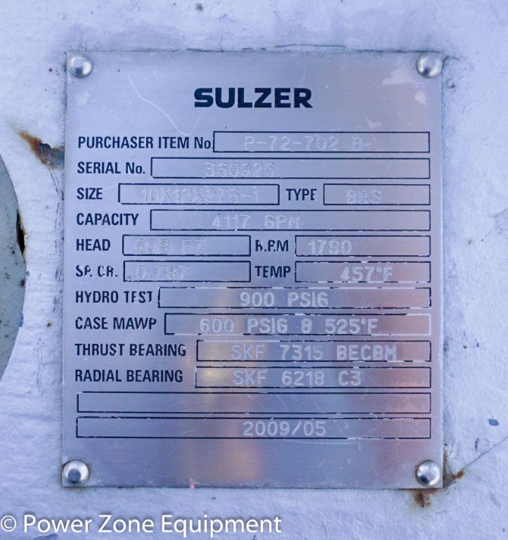 4117 GPM @ 608' TDH, Sulzer #10x12x27G, Centrifugal Pump, Horz., 1-Stage, 24.28" imp., 12" suction, 10" - Image 7