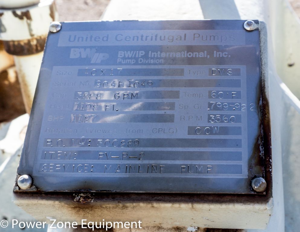 3588 GPM @ 1198' TDH, United #10X17-DVS, Centrifugal Pump, Horz., 1-Stage, 17.25" imp., 12" suction, 10" - Image 5