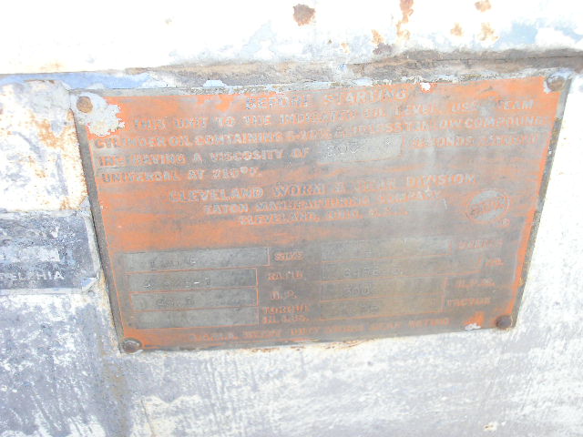 47 HP @ 300/62 RPM, Cleveland #120AF, Worm Gearbox, 4.83:1 Ratio, 1.75 service factor - Image 2