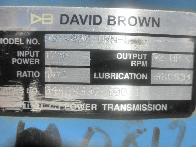 92 HP @ 1750/35 RPM, David Brown #A04050-URN-L, Worm Gear Reducer Gearbox, 50:1 Ratio - Image 2