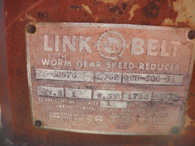 2.3 HP @ 1750/5 RPM, Link-Belt #DWB-600-58, Worm Gearbox, 379.8:1 Ratio, 1.0 service factor - Image 4